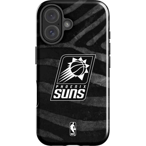 NBA Phoenix Suns Black Animal Print iPhone 16 Plus Impact Case
